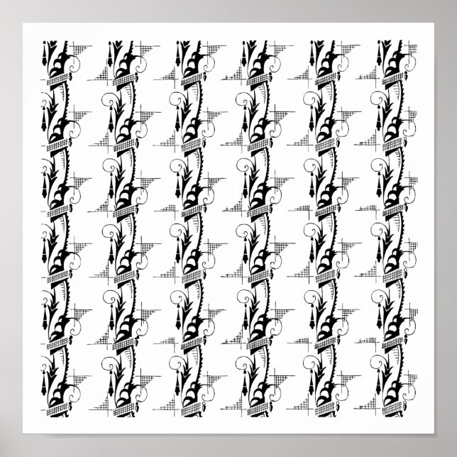 Art Deco Feathery Pattern Poster (Front)