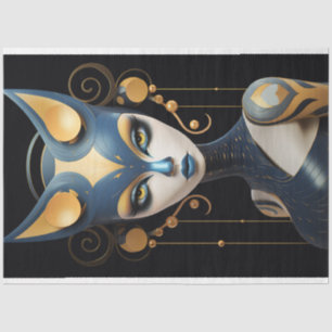 Art Deco Feline with Elegance Decoupage  Tissue Paper