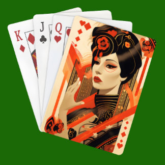 Art Deco Female Portrait  Playing Cards