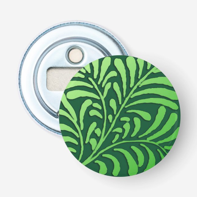 Art Deco fern pattern - shades of green Bottle Opener (Front)
