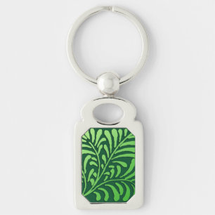 Art Deco fern pattern - shades of green Key Ring