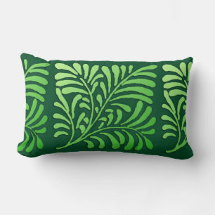 Art Deco fern pattern - shades of green Lumbar Cushion