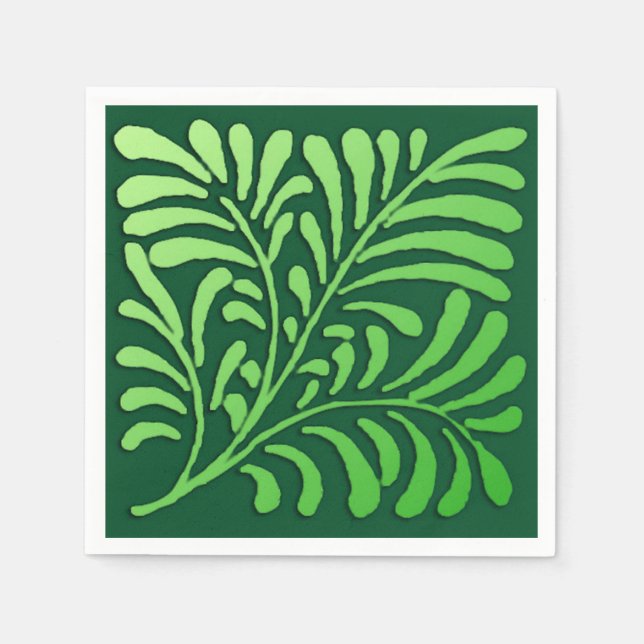 Art Deco fern pattern - shades of green Napkin (Front)