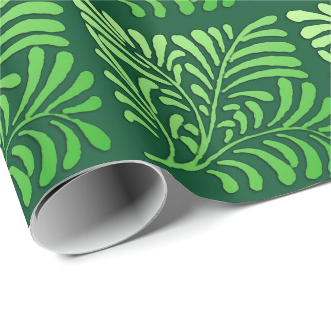 Art Deco fern pattern - shades of green Wrapping Paper (Roll Corner)
