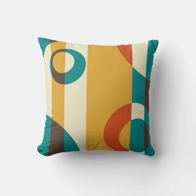 Art Deco Fifties, Striped Retro Abstract Art Cushion (Front)