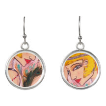 Art Deco Flapper Girl Drop Earrings