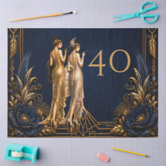 Art Deco flapper girls 40th Gatsby decoupage Tissue Paper