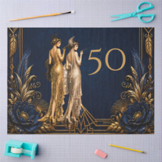 Art Deco flapper girls 50th Gatsby decoupage Tissue Paper