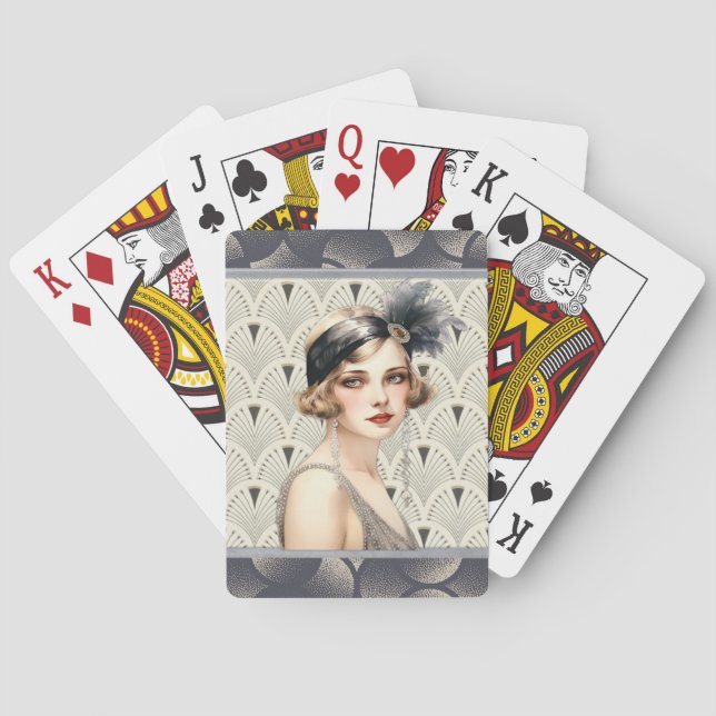 Art Deco Flapper  Playing Cards (Back)