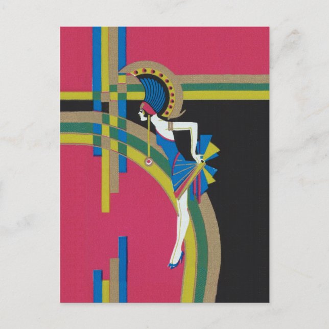 Art Deco Flapper Postcard (Front)