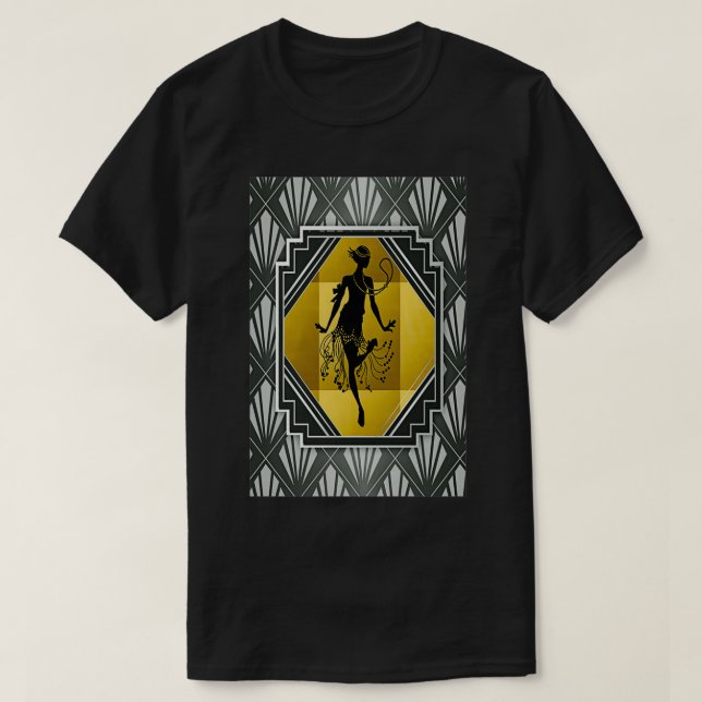 Art Deco Flapper Roaring 20s Gatsby Style Print T-Shirt (Design Front)