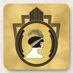 Art Deco Flapper Set of Six Coasters