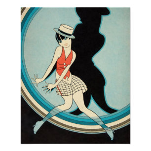 Art Deco Flapper Woman Poster – 1920s Geometric
