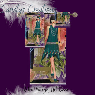 Art Deco Flappers  Bath Towel Set