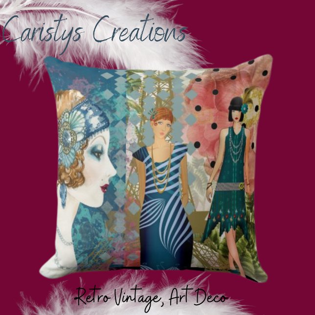 Art Deco Flappers  Cushion (Creator Uploaded)