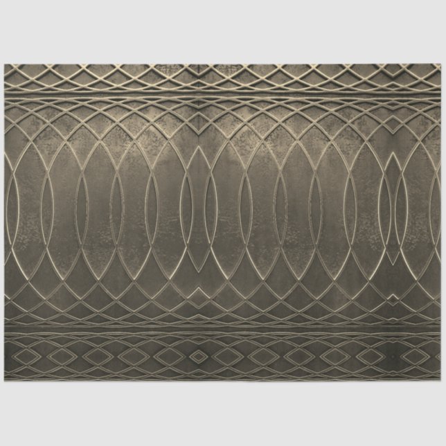 Art Deco Flat Metallic Taupe Decoupage  Tissue Paper (Front)