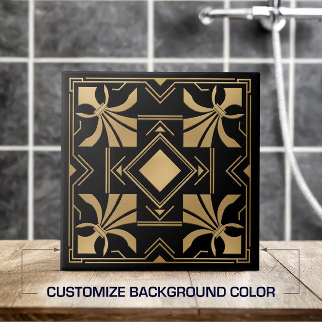 Art Deco Fleur-de-lis - Golden Ceramic Tile (Creator Uploaded)