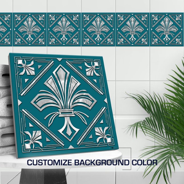 Art Deco Fleur-de-lis - Pearl Ceramic Tile (Creator Uploaded)