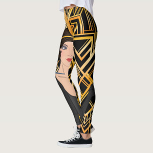 art deco, flipper girl, vintage,great Gatsby,chic, Leggings