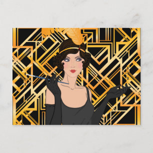 art deco, flipper girl, vintage,great Gatsby,chic Postcard