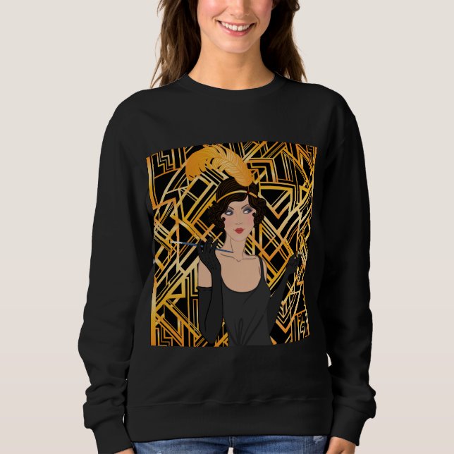art deco, flipper girl, vintage,great Gatsby,chic, Sweatshirt (Front)