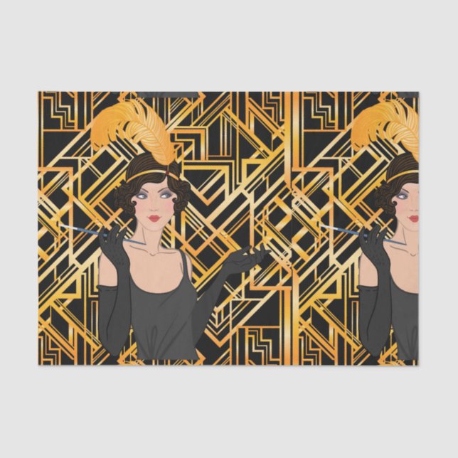 art deco, flipper girl, vintage,great Gatsby,chic, Tissue Paper (Front)