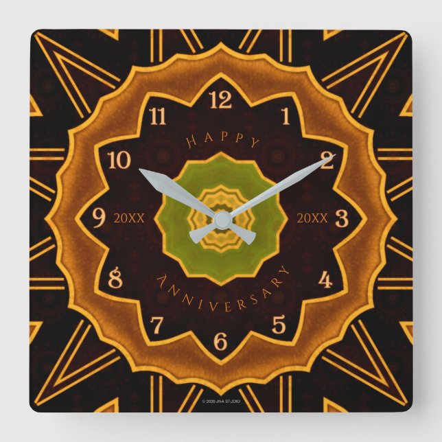 Art Deco Floral Acrylic Wall Clock (Front)