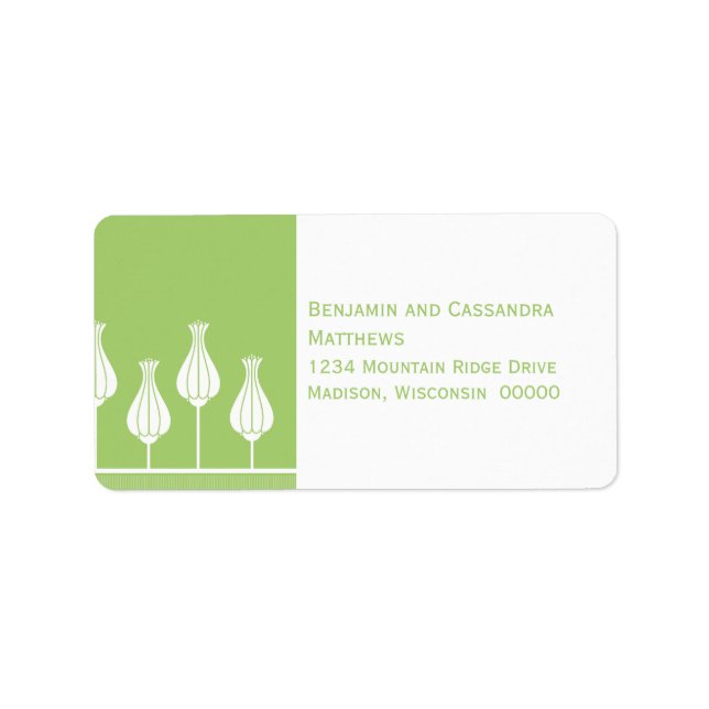Art Deco Floral Address Labels, Green Label (Front)