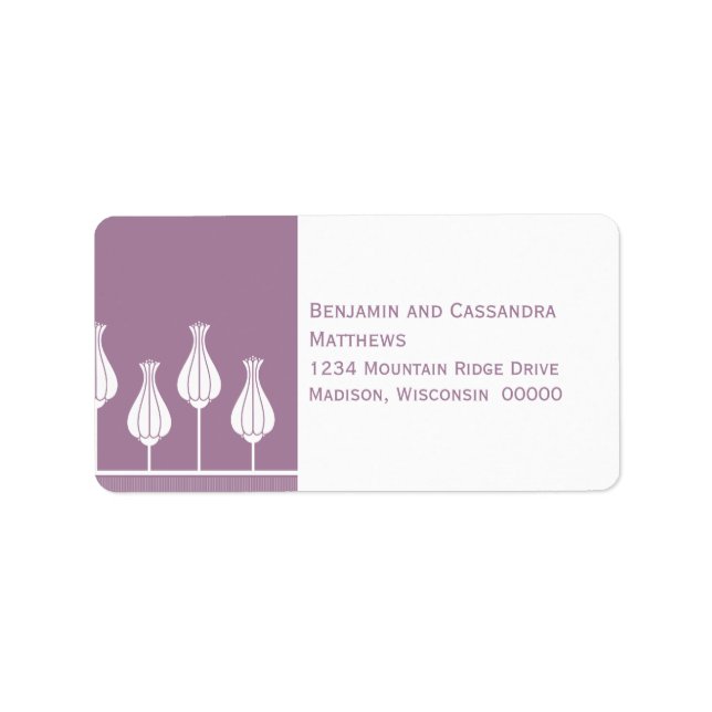 Art Deco Floral Address Labels, Lavender Label (Front)