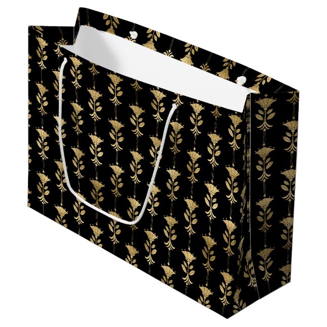 Art Deco Floral Column Pattern Design Large Gift Bag (Front Angled)