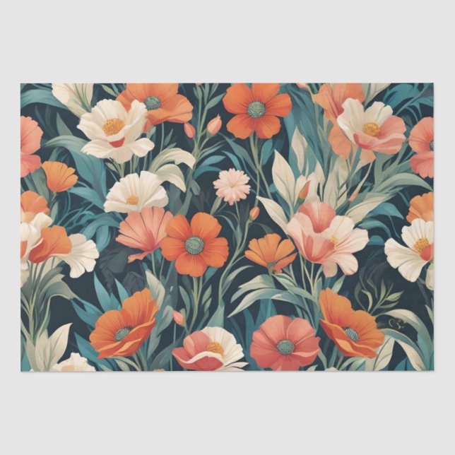 Art Deco Floral Design Tissue Paper (Front)