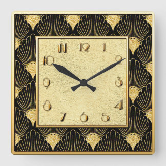 Art Deco Floral Fan Style Square Wall Clock