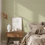 Art Deco Floral Feather Pattern Soft Sage Green<br><div class="desc">Transform your living space with this elegant Art Deco Peel & Stick wallpaper, featuring a sophisticated floral feather pattern in a soft sage green shade. This design beautifully captures the essence of the Art Deco era, blending timeless vintage charm with modern elegance. The soothing sage green colour adds a touch...</div>