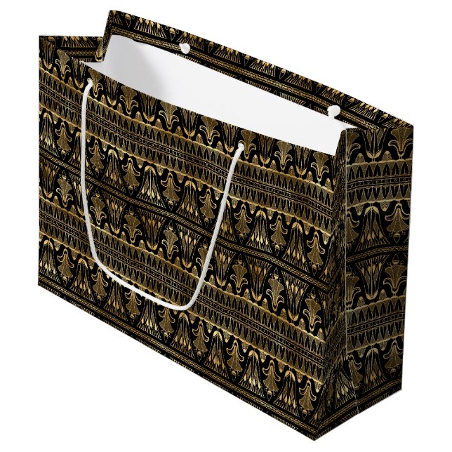 Art Deco Floral Geometric Pattern Design Large Gift Bag (Front Angled)
