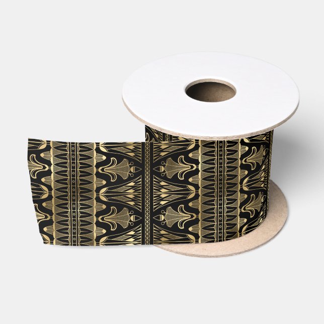 Art Deco Floral Geometric Pattern Design Satin Ribbon (Spool)