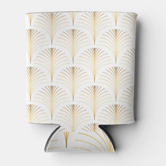 Art Deco Floral: Golden Elegance. Can Cooler (Front)