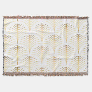 Art Deco Floral: Golden Elegance. Throw Blanket