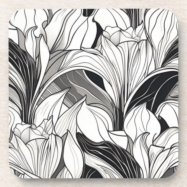 Art Deco Floral Hard plastic coaster set (Front)