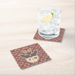 Art Deco Floral Monogram Wedding Square Coaster