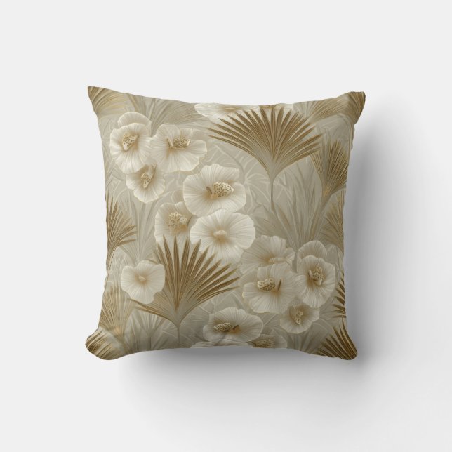 Art Deco Floral Pattern 2 Throw Pillow (Front)