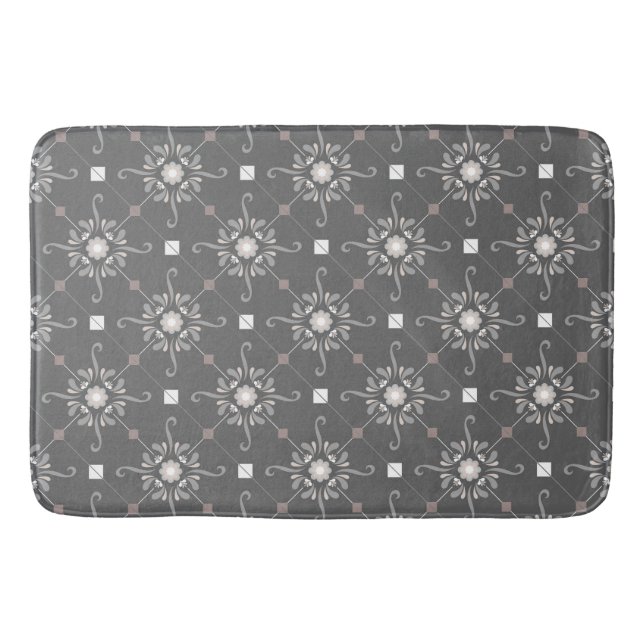 Art Deco Floral Pattern Bath Mat (Front)