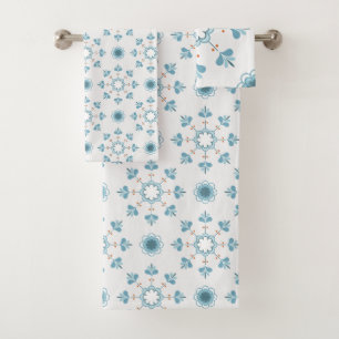 Art Deco Floral Pattern Bath Towel Set