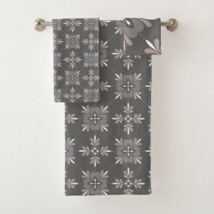 Art Deco Floral Pattern Bath Towel Set