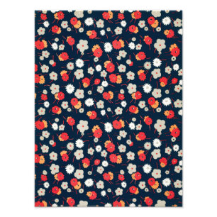 Art Deco Floral Pattern on Black Background Photo Print