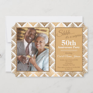 Art Deco Floral Photo Invitation