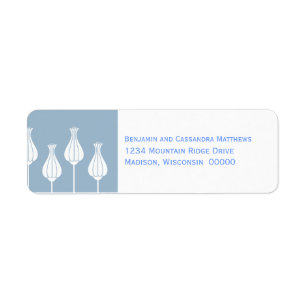 Art Deco Floral Return Address Labels, Blue Label