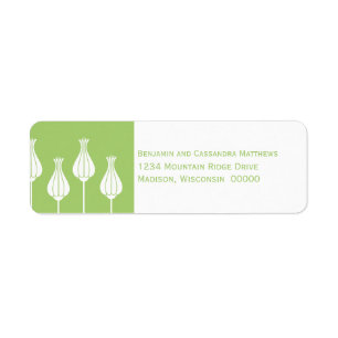 Art Deco Floral Return Address Labels, Green Label