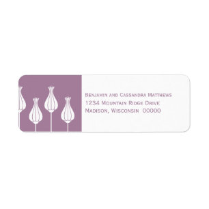 Art Deco Floral Return Address Labels, Lavender Label