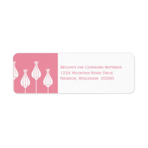 Art Deco Floral Return Address Labels, Pink Label
