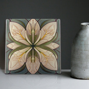 Art Deco Floral Wall Decor Art Nouveau Ceramic Til Tile